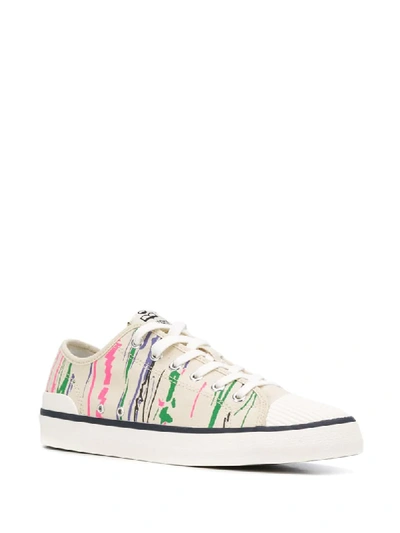 Shop Isabel Marant Étoile Brush Stroke-print Cotton Sneakers In Neutrals