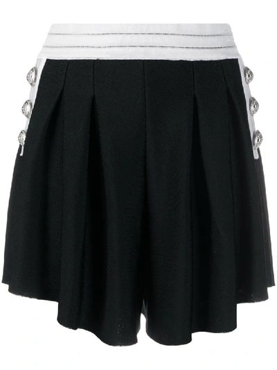 Shop Balmain High-waist Knitted Shorts In Black