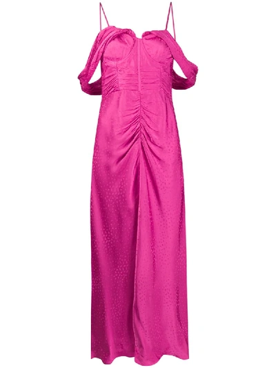Shop Self-portrait Off-the-shoulder Jacquard Dress In Pink
