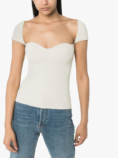 Shop Khaite Ista Ribbed Knit Top In White