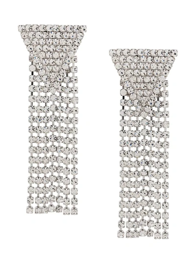 Shop Alessandra Rich Crystal-embellished Drop Earrings In Silver