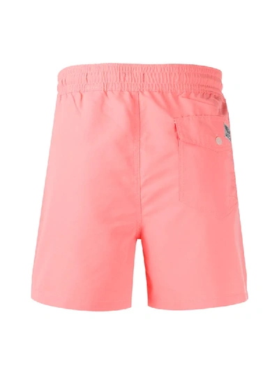 Shop Polo Ralph Lauren Embroidered Logo Swim Shorts In Pink