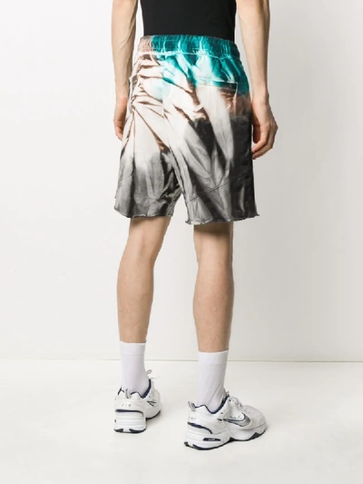 Shop Paura Tie-dye Print Track Shorts In Blue