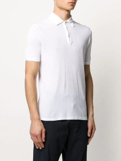 Shop Zanone Short Sleeve Polo Shirt In White