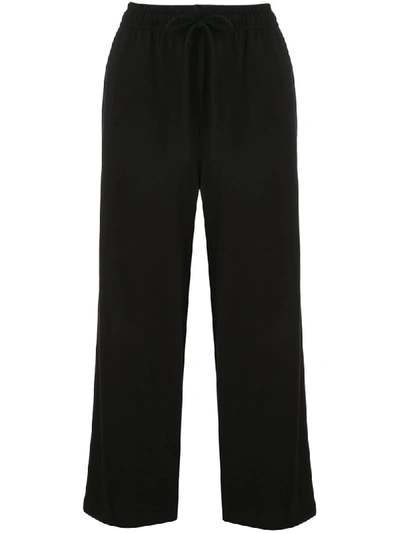 Shop Vince Cropped Wide-leg Trousers In Black