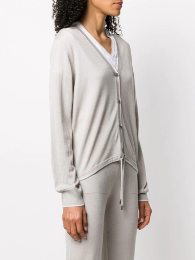 Shop Eleventy Fine Knit Cardigan In Grey