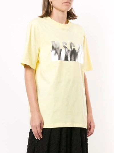 Shop Msgm Logo-print Oversized T-shirt In Yellow
