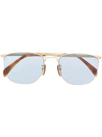 Shop David Beckham Eyewear Db 1001/s Half Rim Geometric Sunglasses In Gold