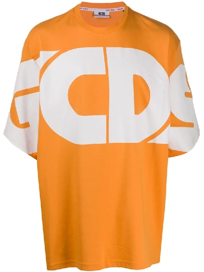 Shop Gcds Graphic Logo Oversized T-shirt In Orange