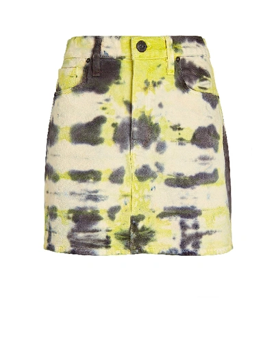 Shop Hudson Jeans Viper Tie-dye Denim Skirt In Black/yellow/beige