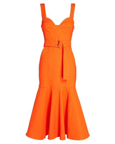 Shop A.l.c Sabrina Belted Midi Dress In Orange