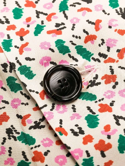 Shop Marni Floral Print Silk Dress In Neutrals