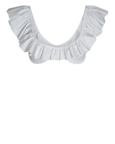 Shop Caroline Constas Anastasia Ruffled Bikini Top In White
