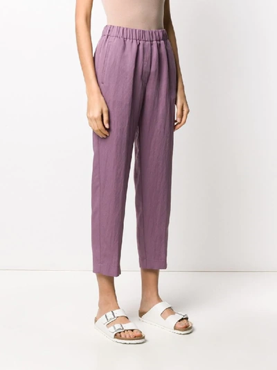 Shop Forte Forte High Rise Cropped Trousers In Purple