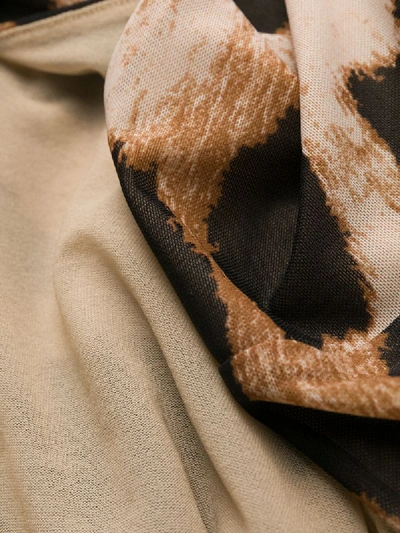 Shop Ganni Leopard Print Wrap Dress In Brown