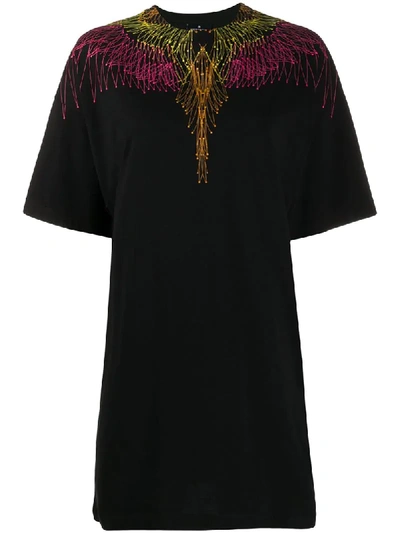 Shop Marcelo Burlon County Of Milan Wings Short T-shirt Dress In Black