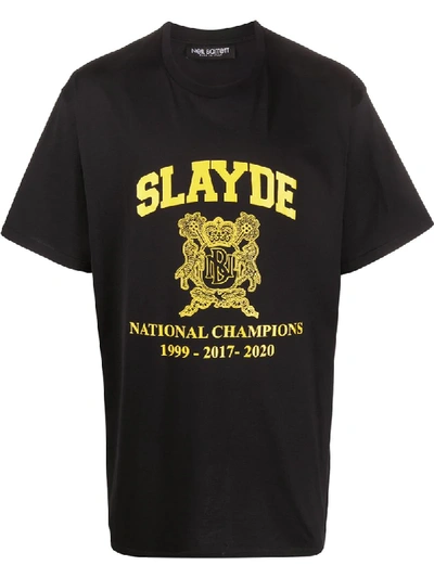 Shop Neil Barrett Slayde Coat-of-arms Print T-shirt In Black