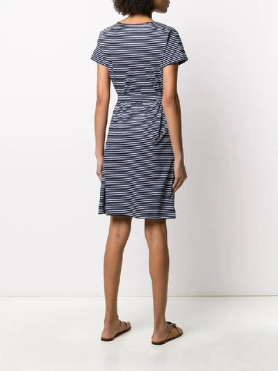 Shop Apc Striped-print Tie-waist Dress In Blue