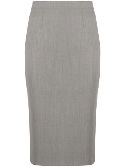 Shop Alexander Mcqueen Wool Fitted Skirt In Grey