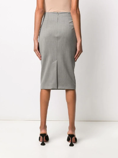 Shop Alexander Mcqueen Wool Fitted Skirt In Grey