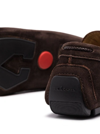 Shop Kiton Bow Detail Driving Shoes In Brown