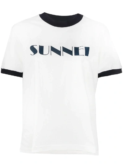Shop Sunnei Logo Print T-shirt In White