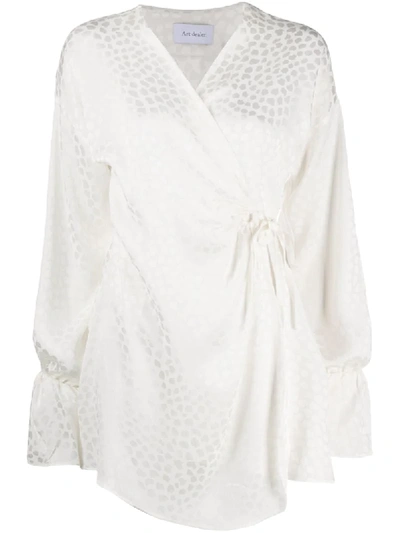 Shop Art Dealer Speckle Print Wrap Dress In White