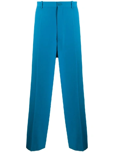 Shop Balenciaga Wide-leg Tailored Trousers In Blue