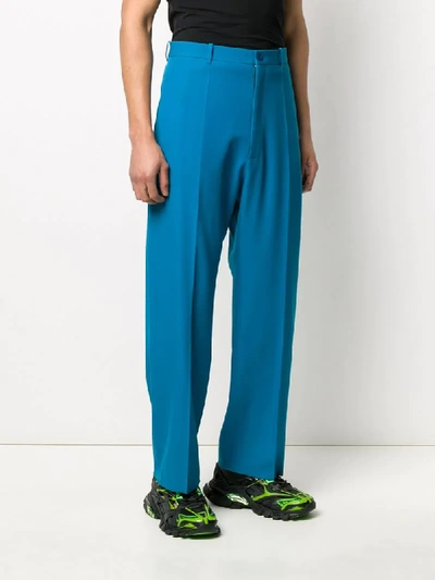 Shop Balenciaga Wide-leg Tailored Trousers In Blue