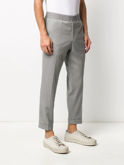 Shop Filippa K Cropped High-rise Trousers In Grey