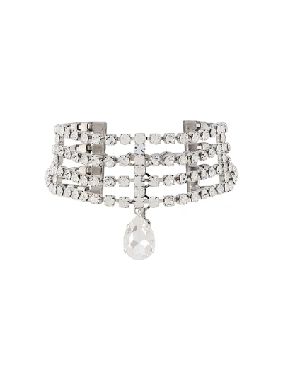 Shop Alessandra Rich Crystal-embellished Choker Necklace In Silver