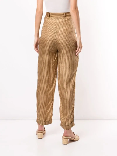 Shop Mes Demoiselles Chandelle Striped Trousers In Brown