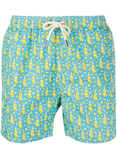 Shop Mc2 Saint Barth Limoncello Print Swim Shorts In Blue