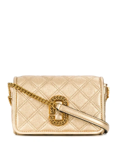 Shop Marc Jacobs Logo Shoulder Bag In Gold