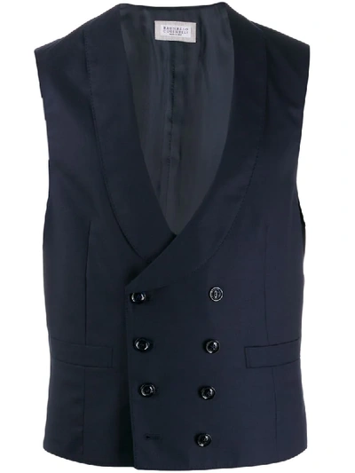 Shop Brunello Cucinelli Double Buttoned Sleeveless Waistcoat In Blue