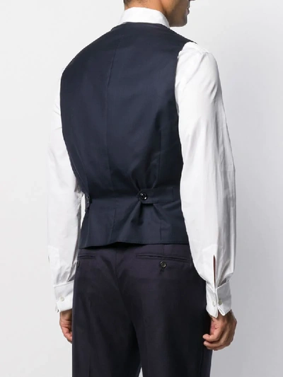Brunello Cucinelli Double Buttoned Sleeveless Waistcoat In Blue