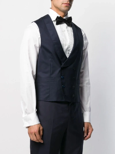 Brunello Cucinelli Double Buttoned Sleeveless Waistcoat In Blue