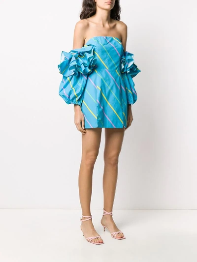Rotate Birger Christensen Blue 'bethany' Dress With Stripes In Blue