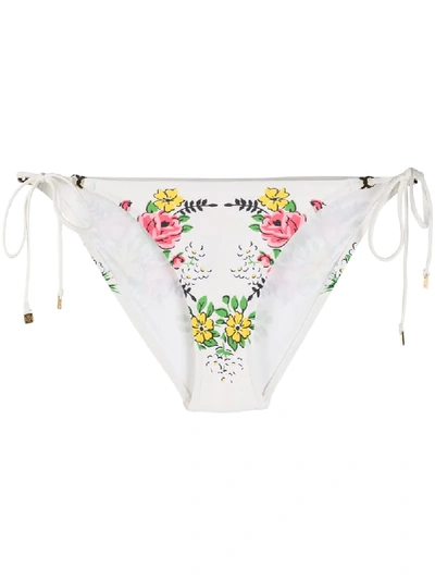 Shop Tory Burch Floral Print Bikini Bottoms In Neutrals