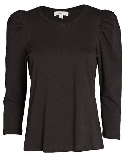 Shop A.l.c Karlie Puff Sleeve Cotton T-shirt In Black