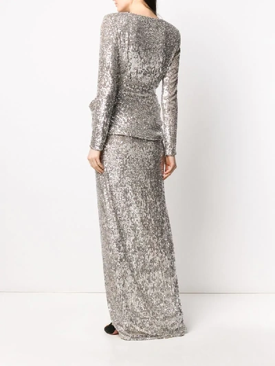 Shop Nervi Sequin-embellished Draped Cocktail Dress In Silver