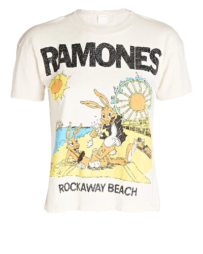 Shop Madeworn Ramones Rockaway Cropped T-shirt In Ivory