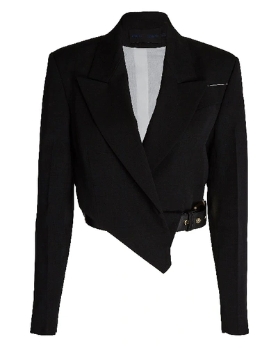 Shop Proenza Schouler Cropped Belted Blazer In Black
