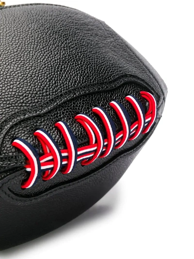 Shop Thom Browne Pebbled Football Belt Bag In Black