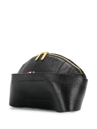 Shop Thom Browne Pebbled Football Belt Bag In Black