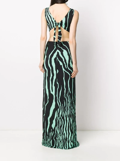 Shop Just Cavalli Zebra Print Maxi Dress In Blue