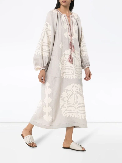 Shop Vita Kin Fiji Embroidered Kaftan Dress In Grey