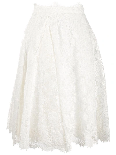 Shop Ermanno Scervino Embroidered Flared Skirt In White