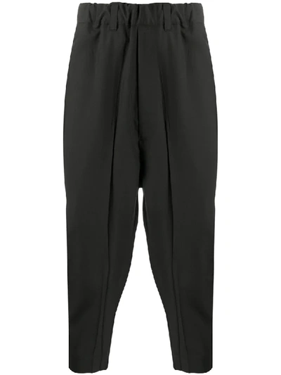 Shop Issey Miyake Drop-crotch Cropped Trousers In Black