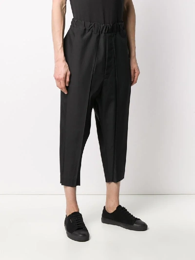 Shop Issey Miyake Drop-crotch Cropped Trousers In Black